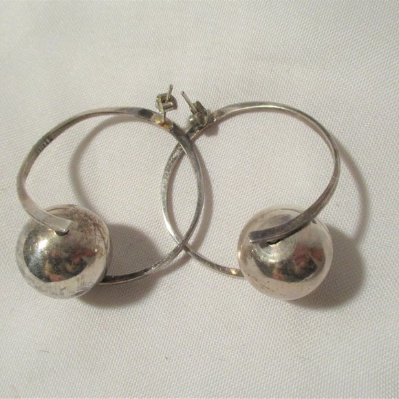 Jewelry - 925 STERLING SILVER HOOP BALL Pierced Earring Jewelry ETHNIC Boho Festival